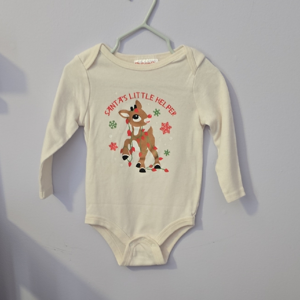 Cream 'Santa's Little Helper' Baby One-Piece Bodysuit